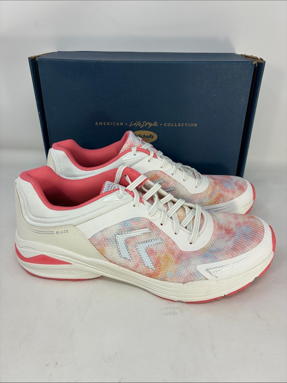 Dr. Scholl's White Multi Pink Lace-Up Athletic Sneakers